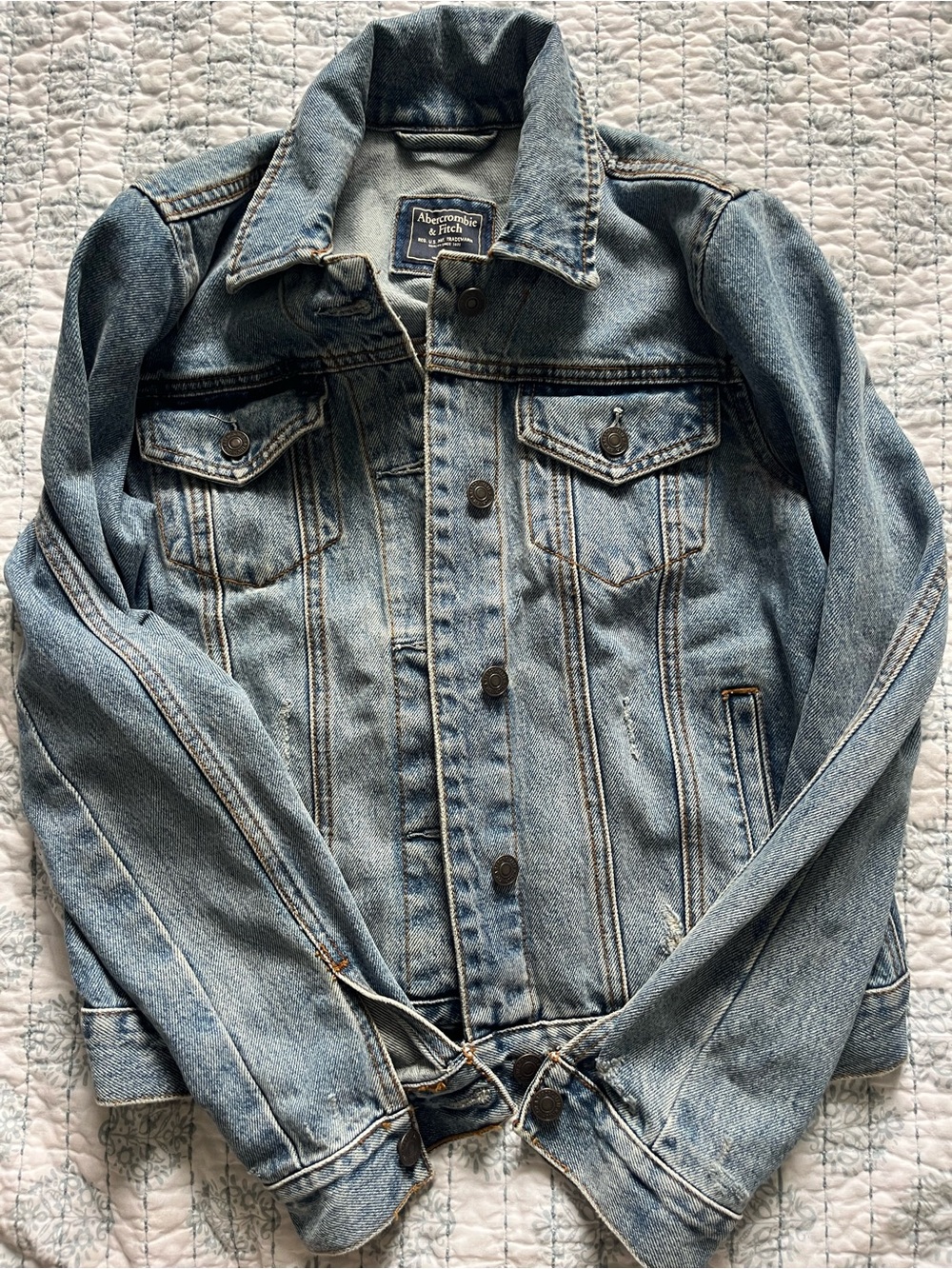 Abercrombie & Fitch Light Blue Denim Jacket with Navy Label